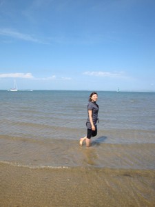 Saeko in het water