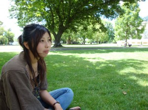 Saeko in het park